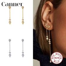 Canner 100% 925 Sterling Silver Stud Earrings For Women Waterdrop Long Chain Earings Fine Jewelry Brincos Piercing pendientes W5 2024 - купить недорого