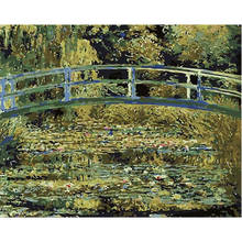 Puente bordado en diamante paisajístico, water lilies 5D, pintura de punto de cruz de diamante diy, imagen 3d, adhesivos en mosaico en rombo 2024 - compra barato