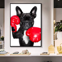 Cartoon Puppy with Boxing Gloves Poster Wall Art Decor Painting Print Canvas Art Pictures for Children's Room Nordic Home Decor 2024 - buy cheap