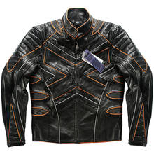 Jaqueta de couro genuíno de inverno masculina, casaco de couro genuíno de motociclista, colete bomber wolpra motocicleta, roupa refletiva natural de vaca 2024 - compre barato