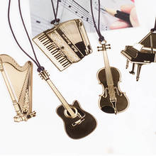 1Pcs Metal Bookmark School Office Supplies Musical Instruments Shape Student Gift Music Piano Guitar Bookmarks Book Accessories 2024 - buy cheap