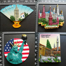 Fridge Magnet Souvenir Seville Moscow Russia Alaska San Francisco Florida Statue of Liberty New York USA Country Travel Decor 2024 - buy cheap