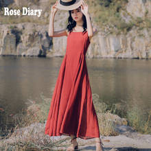 RoseDiary-vestido bohemio de verano para mujer, prenda elegante con tirantes, Espalda descubierta, corte en A, Vintage, Mori 2024 - compra barato