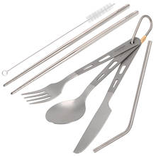 Titanium Tableware Camping Fork Spoon Cutter Chopsticks Drinking Straw Outdoor Cutlery Set for Picnic Travel Hiking Kitchen 2024 - buy cheap