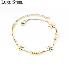 LUXUSTEEL-pulsera de acero inoxidable con cuentas para mujer, brazalete con cuentas de flores, nuevo Color, 2020 2024 - compra barato