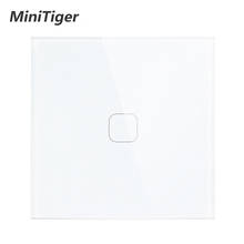Minitiger-Panel de cristal de lujo, Interruptor táctil de 1 entrada y 1 vía, estándar europeo, color blanco 2024 - compra barato