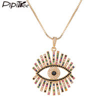 Pipitree Cubic Zirconia Jewelry Fashion Long Eyelash Large Evil Eye Necklace for Women Turkish Chain Necklaces Collier Femme 2024 - buy cheap