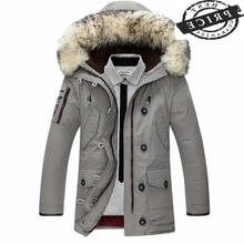 Marca de roupas inverno para baixo jaqueta masculina gola lã quente casacos com capuz preto outwear overcoat parkas hombre invierno cj2a2 2024 - compre barato