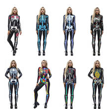 Scary Halloween Skeleton Print Costume Adult Women Horror Carnival Jumpsuit Long Sleeves For lady, For women, For Adult 2024 - buy cheap