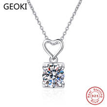 Geoki Passed Diamond Test 1 CT Perfect Cut Moissanite Heart 4 Prongs Pendant Necklace 925 Sterling Silver Diamond Necklace Chain 2024 - buy cheap