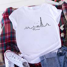 Camiseta de París divertida para Mujer, Top de manga corta de algodón con cuello redondo, Camiseta holgada para Mujer, Camiseta informal para Mujer 2024 - compra barato
