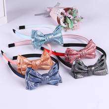 3.5inch Fashion Glossy Laser Bow-knot Hair Bow with Hairband Women Girls Party Headband Children Hair Accessories 2024 - buy cheap