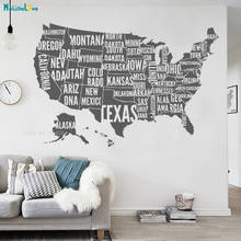 Grande mapa decalque da parede estados unidos adesivos de vinil com estados decoração para casa sala estar escritório arte removível requintado murais yt2529 2024 - compre barato