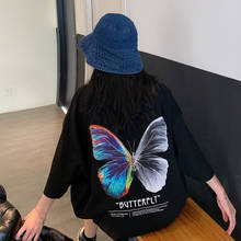 Camiseta de mariposa de gran tamaño para hombre, ropa de calle Harajuku de Color, camiseta de manga corta de algodón, Camiseta holgada de talla grande 2020 2024 - compra barato