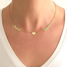 Gold Chain Double Name Heart Necklace Women Custom Two Name Stainless Steel Collier Femme Personalized Jewelry Bridesmaid Gift 2024 - buy cheap