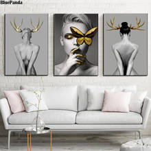 O nu menina abstrata poster moderno pintura em tela imagens para sala de estar decoração para casa 2024 - compre barato