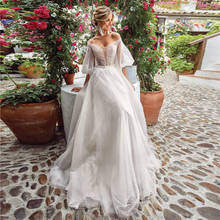 Verngo A line Beach Wedding Dress 2020 Elegant Boho Wedding Gowns Half Sleeves Bridal Dress Vestido De Noiva Sereia 2024 - buy cheap