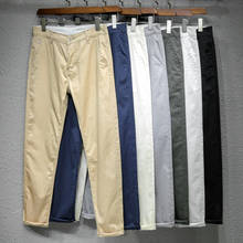Solid Khaki Black Pants Men Pantalon Homme New Design Casual Men Pants Cotton Slim Pant Straight Trousers Fashion Business 2024 - buy cheap