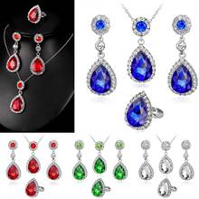 Elegant Luxury Crystal Jewelry Set Water Drop Shape Shiny Rhinestones Necklace Women Engagement Wedding Fashion Jewelry Gifts 2024 - buy cheap