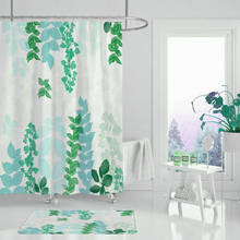 Green Leaves White Shower Curtain Tropical Jungle Bathroom Nature Waterproof Mildew Resistant Polyester Fabric For Bathtub Decor 2024 - buy cheap