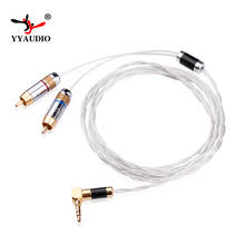 YYAUDIO Hifi 3.5mm to 2 RCA Cable Pure Silver Main Core Siver-plated Screening 3.5mm Jack to 2rca Male Aux Cable Hifi 2024 - buy cheap