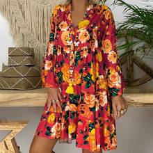 2019 женское летнее платье Vestidos с цветочным принтом, шифоновое пляжное платье, сарафан-туника, свободное мини-платье для вечеринки, vestidos, большие размеры 5XL 2024 - купить недорого
