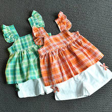 Children's Clothing 2021 Summer New Fashion Bowknot Check Sling Top All-match Shorts Two-piece For Girls Clothes Suit 2-6 Years 2024 - buy cheap