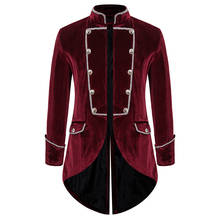 Mens Wine Red Steampunk Tailcoat Jacket Velvet Medieval Gothic Suit Blazer Jacket Men Renaissance Tuxedo Coats Stage Costumes 2024 - buy cheap