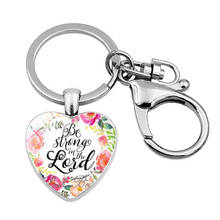 WG1pc Bible Verse Cabochon Glass Keychain Heart Pendant Metal Time Gem&stone Keyring Lobster Clasp For Trinket Men Car Key Chain 2024 - buy cheap