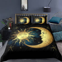 Abstract Flower Beddings 3D Black Quilt Cover Set Sun and Moon Comforter Covers Pillow Slips King Queen Super King Twin Size 2024 - buy cheap