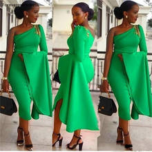 В африканском стиле; Вечерние платья-футляры зеленого цвета на одно плечо чай Длина Вечерние платья Женская одежда Vestidos de fiesta размера плюс в наличии 2024 - купить недорого