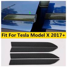 Yimaautotrims Outer Door Pull Doorknob Handle Hand-clasping ABS / Carbon Fiber Look Cover Trim Fit For Tesla Model X 2017 - 2020 2024 - buy cheap