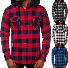 QNPQYX New Fashion Men Removable Hooded Shirts Spring Plaid Shirts Hooded Outwear Long Sleeve Shirts Casual Male Chemise Homme 2024 - buy cheap