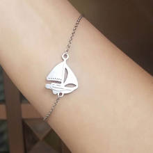 1 шт. маленький браслет с парусником из нержавеющей стали, милые браслеты с лодкой для моряка, счастливое модное ювелирное изделие, подарок 2024 - купить недорого