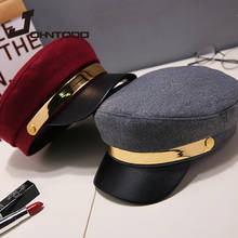 Chapéu feminino topo plano militar, chapéu bordado de linho octagonal para primavera e outono 2024 - compre barato