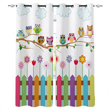 Cartoon Kid Cute Owl Curtains for Children's Bedroom Living Room Kids Window Treatments Kitchen Drapes 2024 - buy cheap