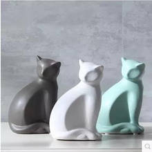 European-style cute animal ceramic cat crafts, home office desktop decorations, birthday gifts 2024 - buy cheap