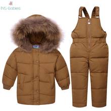 Children Winter Warm Hoodie Outwear Kids Big Fur Batwing Sleeve Clothing Boys Girls Snowsuit Down Jackets 1-2y Baby Clothing Set 2024 - buy cheap