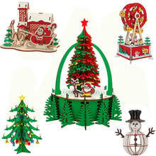 Wood Puzzles 3D Wooden Jigsaw Puzzle Christmas Tree Educational Toys DIY Indoor Handmade Toy For Kids XMAS Series 2024 - buy cheap