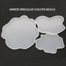 1pc irregular coaster cup esteira molde manual espelho resina uv mesa decoração diy moldes de silicone artesanal artesanato cerâmica que faz a ferramenta 2024 - compre barato