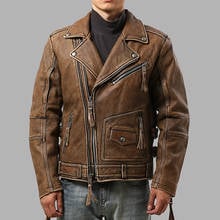 AL101 Rock Can Roll Super Offer ! Read Description! Asian Size Genuine Cow Skin Leather Coat Mens Cowhide Casual Jacket 2024 - buy cheap