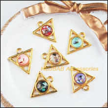 12 New Triangle Charms Gold Color Retro Mixed Resin Round Connectors 19.5x21mm 2024 - buy cheap