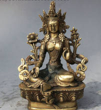 WBY---524+++Tibet Buddhism Bronze Green Tara Mahayana Buddhism enlightenment Goddess Statue 2024 - buy cheap