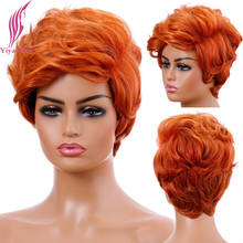Короткие парики Yiyaobess для чернокожих женщин, синтетические вьющиеся волосы, натуральные серые, оранжевые, с эффектом омбре, афроамериканские парики для пожилых мам 2024 - купить недорого
