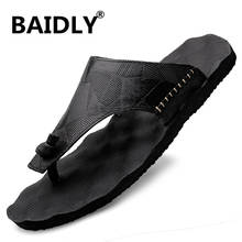 Men's Sandals Summer Shoes Outdoor Beach Genuine Leather Flip Flops Men Slippers Moccasins Casual Shoes Sports Thick Sole Shoes 2024 - buy cheap