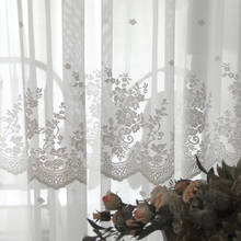 Cortina de vidro bordado horizontal coreana princesa janela cortina decoração de quarto divisória de tela 2024 - compre barato