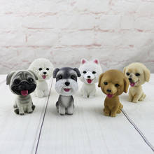 Figuras de acción de perro Golden Retriever Schnauzer Poodle Pug, muñecos con cabeza agitadora, modelos de colección de decoración de coche, 9CM 2024 - compra barato