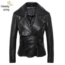 Plus Size Fashion Women Sheepskin Natural Jacket Slim Fit Short Punk Genuine Leather Coat Ladies Moto Windproof Outwear 2024 - buy cheap