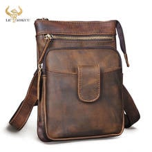 Thick Crazy Horse Leather Male Design One Shoulder Messenger bag Fashion Hook Belt Fanny Waist bag Pack Summer Small Phone 6549 2024 - buy cheap