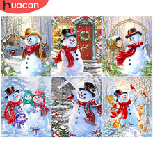 HUACAN краска по номеру рождественские картинки по номерам комплекты для рисования снеговика на холсте подарок ручная краска ed краска ing Art домашний декор 2024 - купить недорого